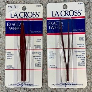 2 La Cross/Sally Hansen Exacta Tweeze Needlepoint Tweezers #71872 - NEW IN PCKG.